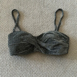 &Other Stories Holiday Glitter Silver Crop Top